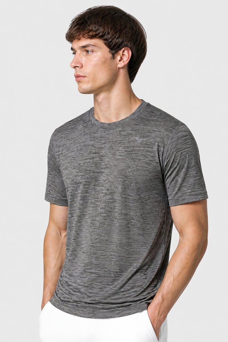 Mizuno Men Sportswear Fit Short Sleeve Training T-Shirt, Heather Grey - Image 3