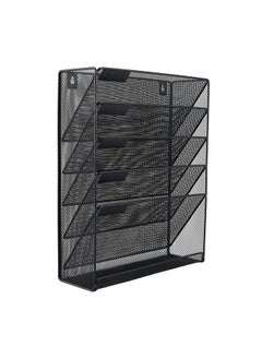 Wall Mount File Organizer 6 Tier Vertical Hanging File Folders Holder Paper Rack For Office Homeblack