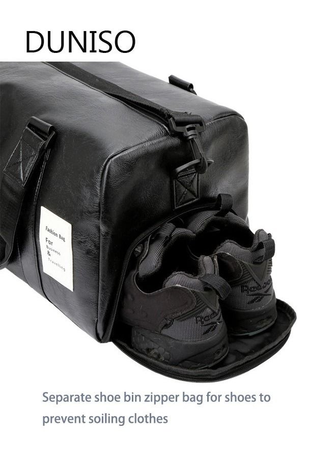 DUNISO - Portable Sports Gym Bag with Wet Pocket and Shoes Compartment Weekender Overnight Bag for Travel Gym Yoga Travel Duffel Bag for Men and Women Lightweight - Image 1