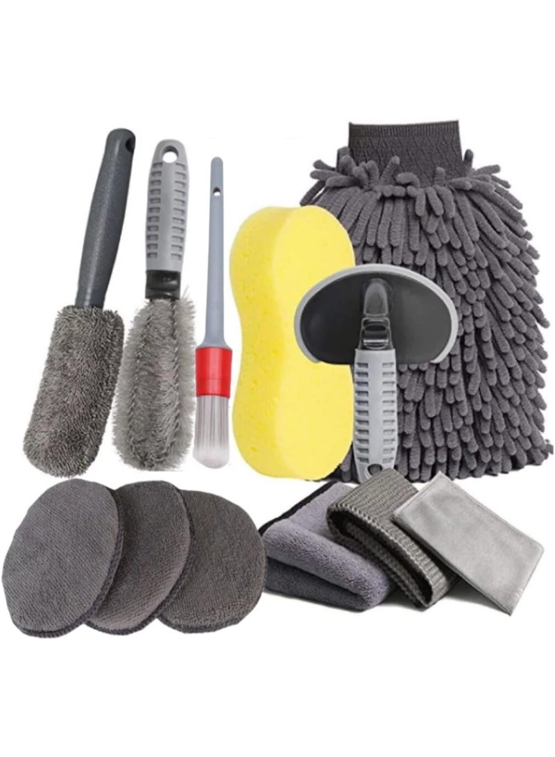 عربست مجموعة العناية والتنظيف الشاملة للسيارة من أرابيست، ١٢ قطعة - قفازات غسيل، إسفنجات تلميع وتشميع، فرش لمحور العجلات والإطارات، مناشف من الألياف الدقيقة | مجموعة تنظيف وصيانة شاملة للسيارة - Image 1