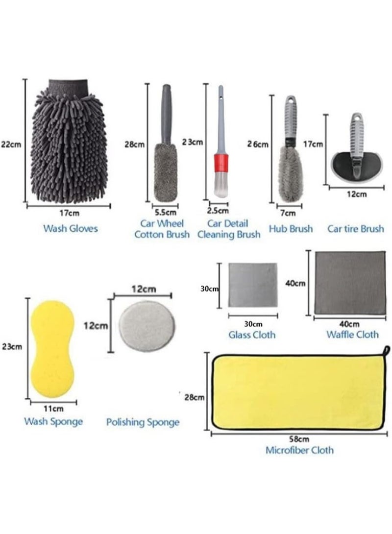 عربست مجموعة العناية والتنظيف الشاملة للسيارة من أرابيست، ١٢ قطعة - قفازات غسيل، إسفنجات تلميع وتشميع، فرش لمحور العجلات والإطارات، مناشف من الألياف الدقيقة | مجموعة تنظيف وصيانة شاملة للسيارة - Image 2