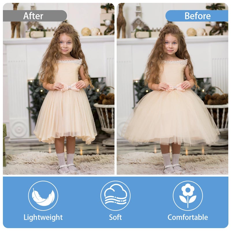 Okxiri Petticoat for Girls with 3 Hoops, Crinoline Underskirt for Girls, Lightweight Full Slip Skirt with Lace Edge for Party, Daily Dress, Promï¼ˆ55cm) - Image 4