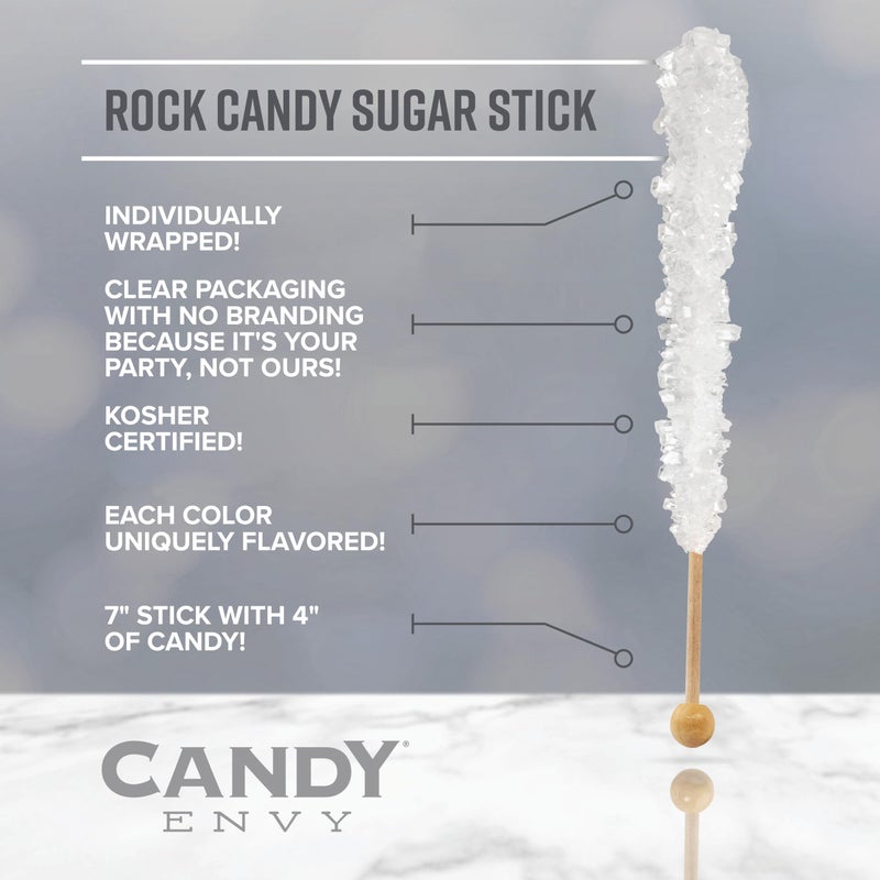 Candy Envy Red Rock Candy Sugar Sticks - Strawberry Flavored - 12 Individually Wrapped Red Candy - Image 4
