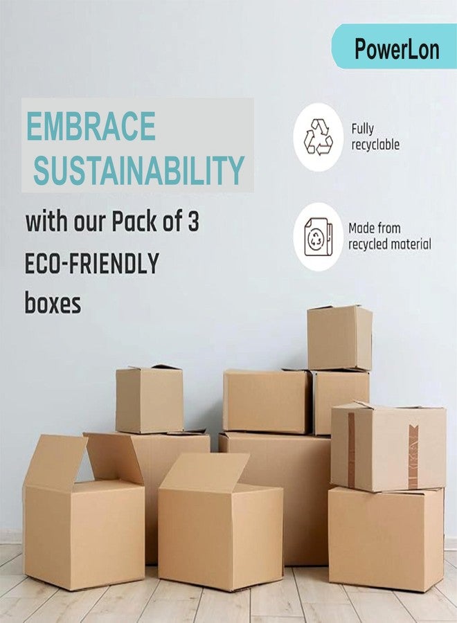 Powerlon 5 Ply Strong 30 X 19 X 18" Corrugated Cardboard Box For Packing, Moving, Shipping, Shifting Multi Propose Use (Pack Of 3). - Image 2