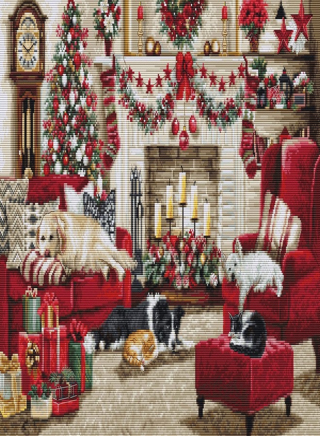 Luca-S Cross Stitch Kit Gold Collection, Pets Interior, BU5013, Embroidery Needlecraft Kit - Image 1