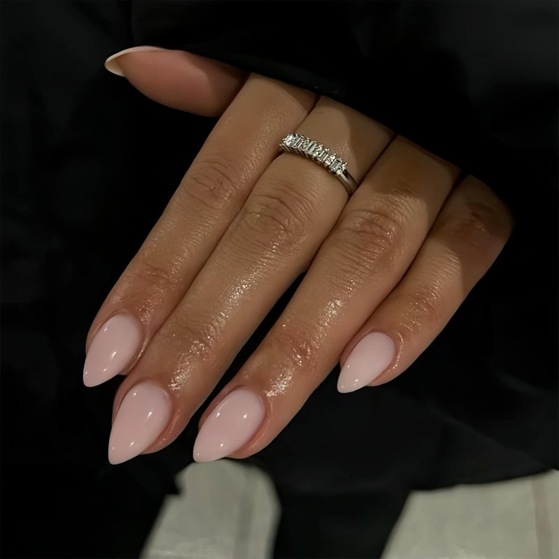 KQueenest Dusty Pink Press on Nails Short Almond - 30 Pcs Fake Nails Glue on, Thick Natural Fit Acrylic Nails, Reusable Salon Quality Stick on Nails for Women, Easy False Nails for Everyday Wear - Image 1