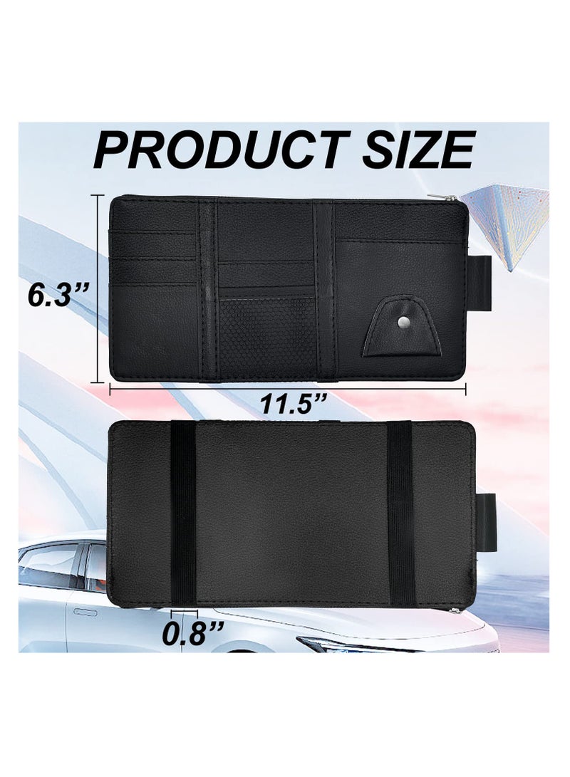 SYOSI Car Sun Visor Organizer, 2Pcs Auto Interior Accessories Pocket Organizer, Car Visor Storage Pouch Holder with Zipper Pocket for Car, Truck, SUV, Jeep, RV, Black  - Image 3