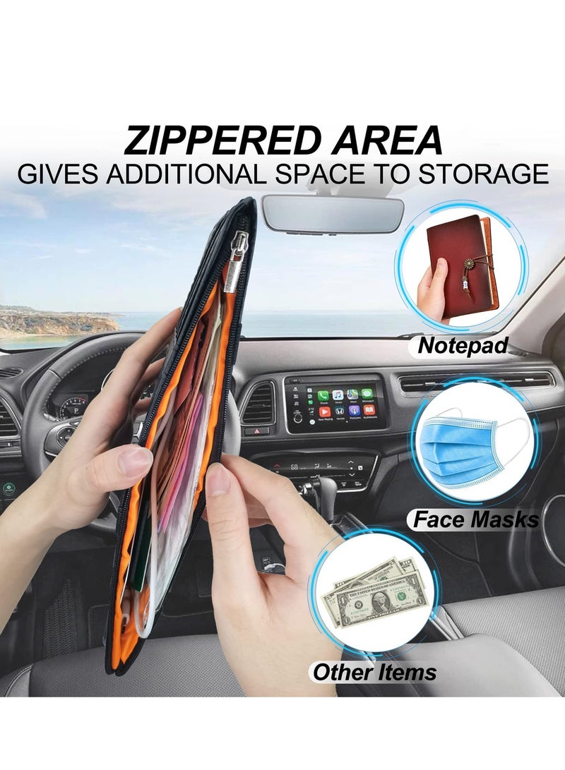 SYOSI Car Sun Visor Organizer, 2Pcs Auto Interior Accessories Pocket Organizer, Car Visor Storage Pouch Holder with Zipper Pocket for Car, Truck, SUV, Jeep, RV, Black  - Image 5
