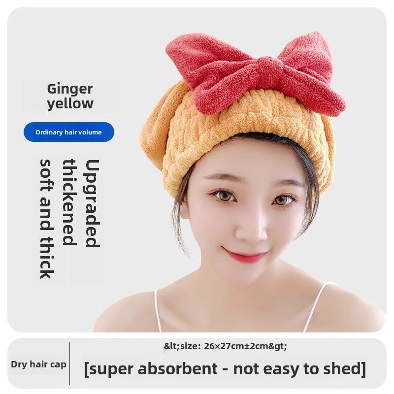 Generic Womens Super Absorbent Quick-Drying Coral Fleece Hat Thickened Headscarf Childrens Cute Shower Cap Wipe Headscarf big butterfly ginger 