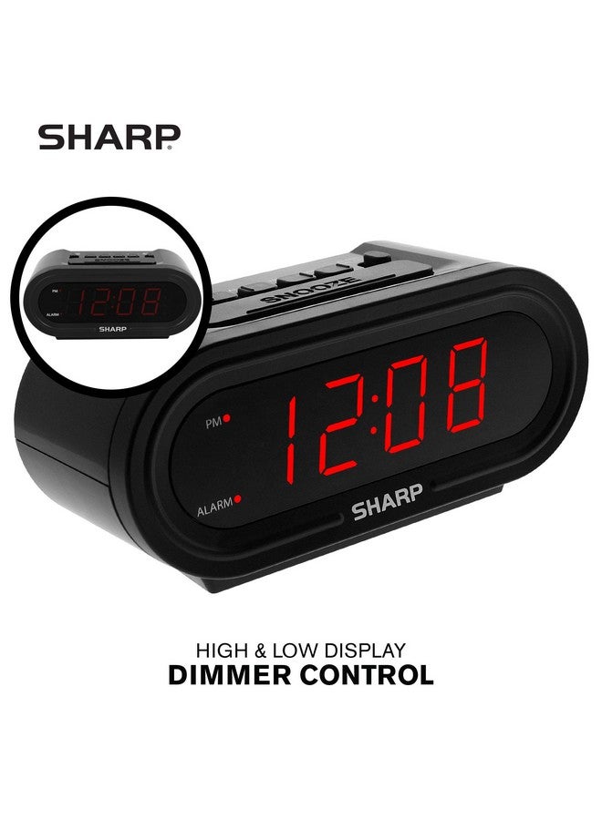 SHARP ساعة إنذار رقمية شارب مع AccuSet - ساعة ذكية تلقائية، لا تحتاج إلى إعداد - رائعة لكبار السن، الأطفال، وكل من لا يريد ضبط الساعة! علبة سوداء مع مصابيح LED حمراء - Image 5