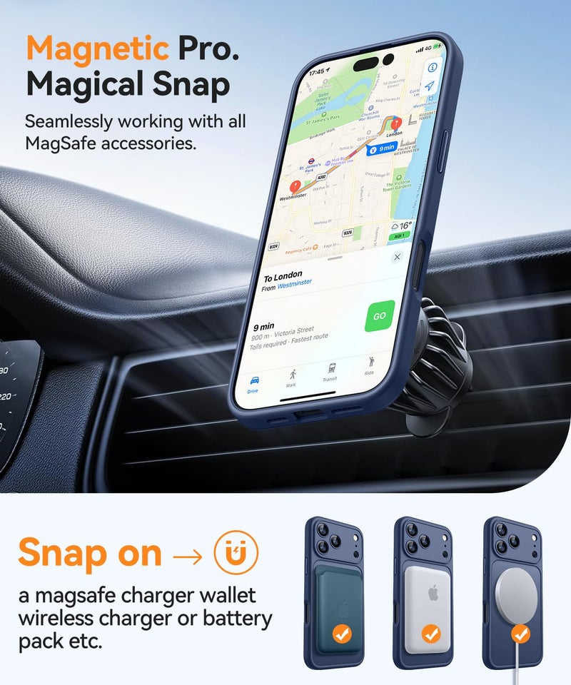 كانشن CANSHN Magnetic for iPhone 17 Pro Case(6.3"), Upgraded [Full Camera Protection] [Compatible with Magsafe] [Translucent Matte] Shockproof Protective Phone Case,Deep Blue - Image 4