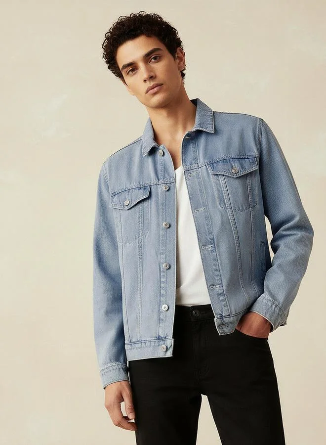 Lee Cooper BLUE Lee Cooper Men Flap Pocket Trucker Jacket for Men | Best Price UAE