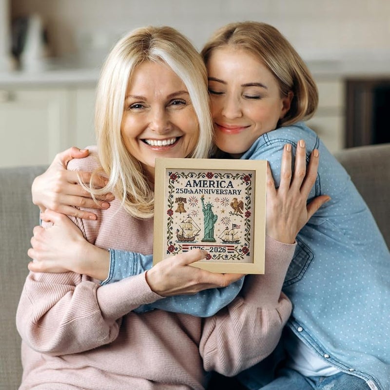 طقم التطريز الوطني للذكرى 250 لتأسيس الولايات المتحدة الأمريكية - النمط ب - مجموعة حرفية كاملة للمبتدئين - Image 4
