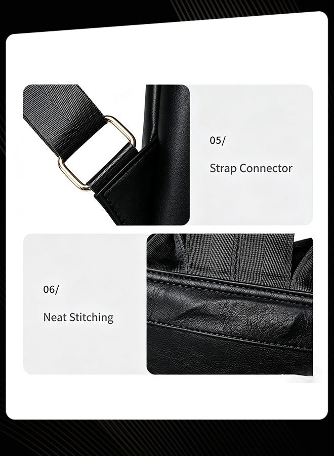 Joychic Women Spring Summer New Style Solid Pattern Classic Premium Large Capacity Backpack with Top Handle Dual Zipper Closure Hardware Front Buckle Flap Pocket and Side Pockets for Women Business Travel Shopping Black - Image 4