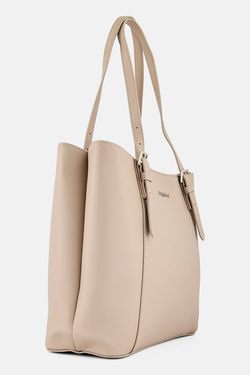 Kathy Ireland Women Brand Logo Totes Bag, Dark Beige - Image 3