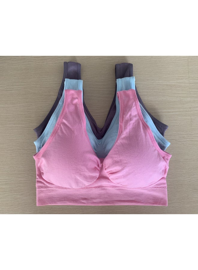 Three-piece Set Genie Bra Double-layer Sports Large Size Bra Without Steel Ring With Chest Pad Vest Women's Underwear