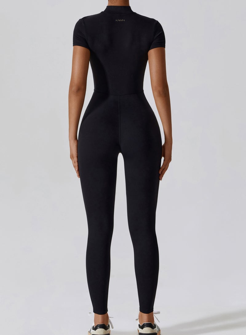 KAWN.YOGA Womens Short Sleeves High-Neck Jumpsuit - Image 4