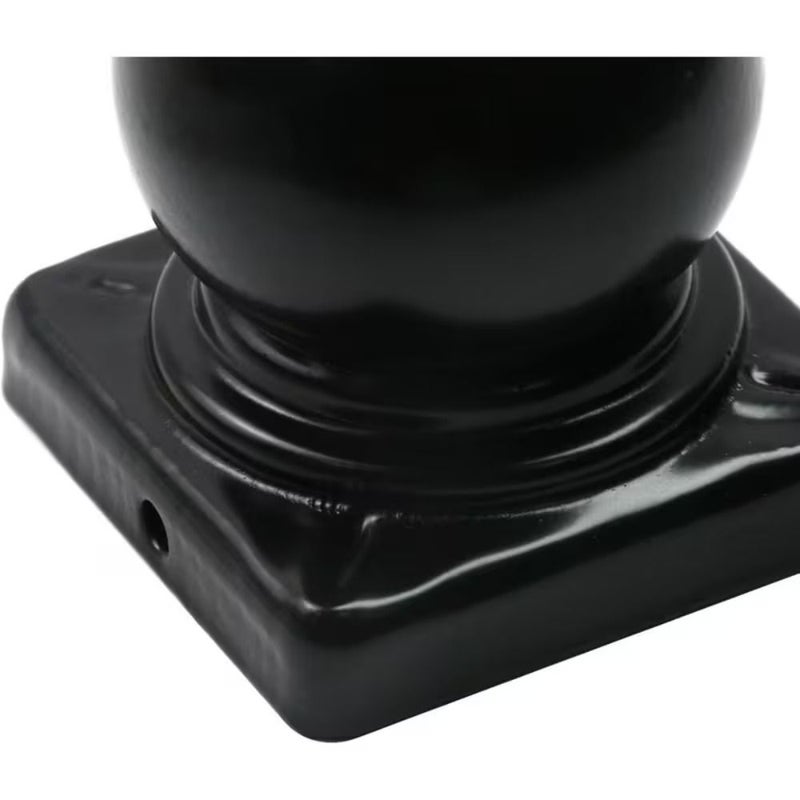 Set Of 4 Black Metal Fence Post Caps Top Ball Design 60mm With Screws - Image 2