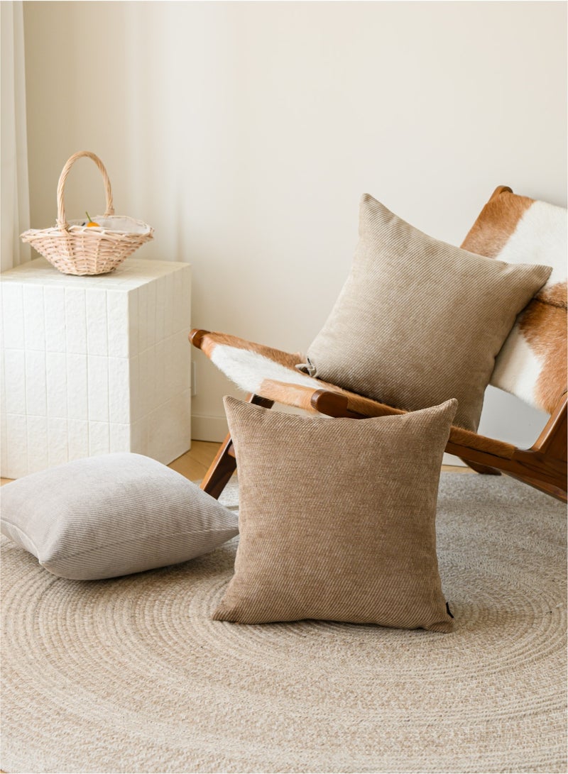 a moment a moment Pack of 2 Decorative Chenille Throw Pillow Covers with Twill Cushion Covers for Sofa Living Room Couch Bed 50x50 CM Inch Dark Brown  - Image 5