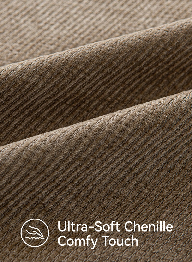 لحظة مجموعة من قطعتين، أغطية وسائد ديكور من قماش الشنيل مع أغطية وسائد من نسيج التويل، للأريكة وغرفة المعيشة والأرائك والسرير، مقاس 20x20 بوصة، بلون بني غامق. - Image 3