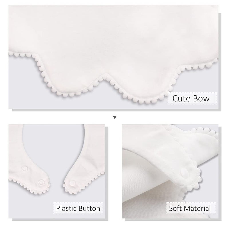 JANGANNSA 3 PCS White Flower Baby Bibs Infant Burp Clothes for Baby Girls Saliva Towel Cotton Infant Toddler Girls Bibs 3PCSWhite - Image 5