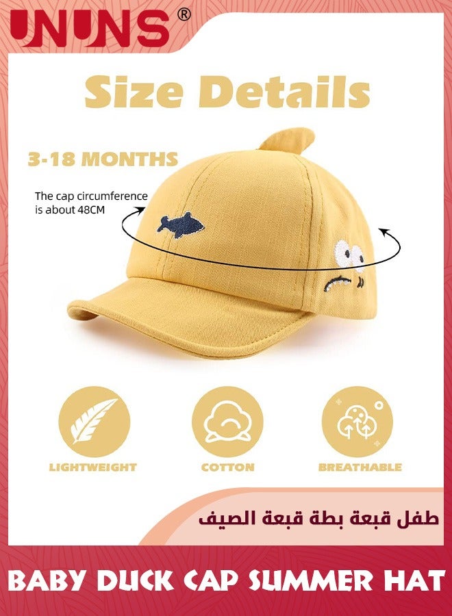 UNUNS Kid Sun Cap,Kids Infants Sun Hat,Cute Fish Cartoon Caps Spring Summer Hat,Baseball Caps For Little Boys Girls Toddler,Soft Cotton Baby Sun Hat For School Outdoor Picnics Parks Camping,Yellow  - Image 5
