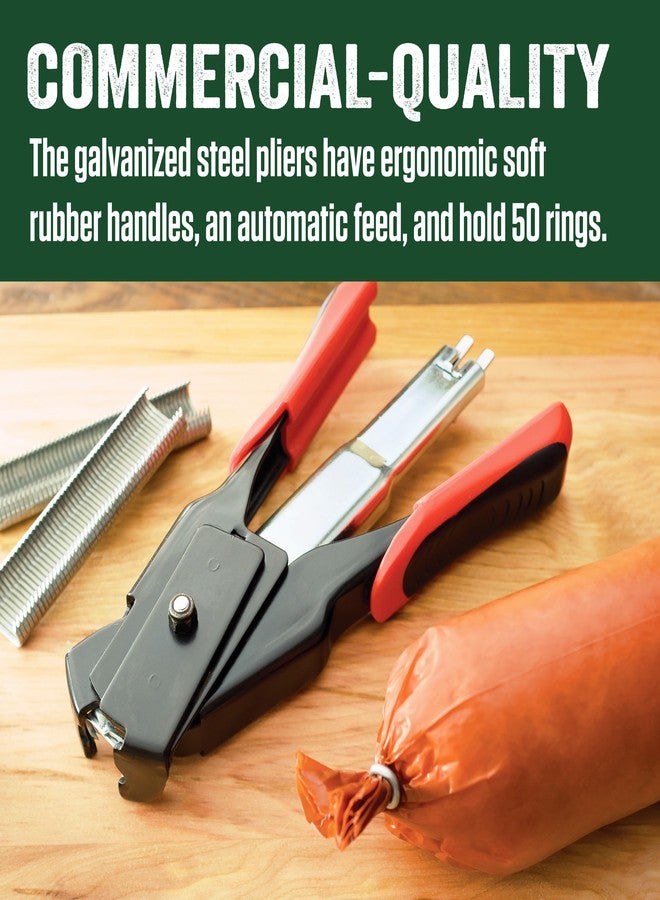 LEM Products Spring-Loaded Hog Ring Pliers, 100 Galvanized Steel Rings, Red and Black - Image 3