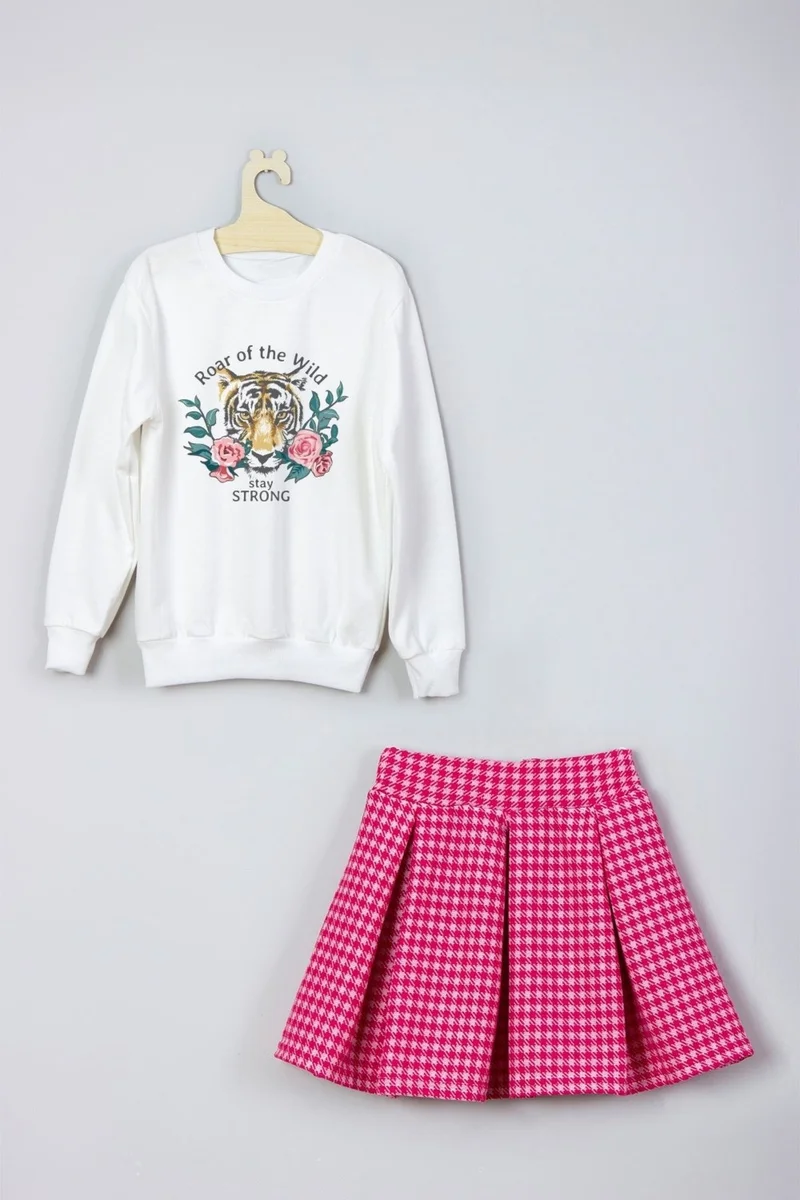 ادا بيبيك تشوكوك Ada Baby Kids New Season Natural Tiger Printed Skirt Sweat Suit