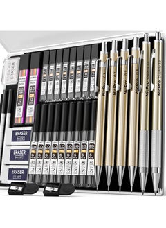 Nicpro 34Pcs Art Mechanical Pencils Set Metal Drafting Pencil 0.3 Mm & 0.5 Mm & 0.7 Mm & 0.9 Mm & 2Pcs 2Mm Lead Holder (6B 4B 2B Hb 2H 4H Colors) For Sketching Drawing With 19 Tube Lead Refills Case  - Image 1