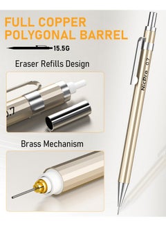 Nicpro 34Pcs Art Mechanical Pencils Set Metal Drafting Pencil 0.3 Mm & 0.5 Mm & 0.7 Mm & 0.9 Mm & 2Pcs 2Mm Lead Holder (6B 4B 2B Hb 2H 4H Colors) For Sketching Drawing With 19 Tube Lead Refills Case  - Image 5