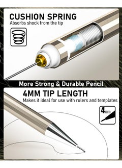 Nicpro 34Pcs Art Mechanical Pencils Set Metal Drafting Pencil 0.3 Mm & 0.5 Mm & 0.7 Mm & 0.9 Mm & 2Pcs 2Mm Lead Holder (6B 4B 2B Hb 2H 4H Colors) For Sketching Drawing With 19 Tube Lead Refills Case  - Image 4