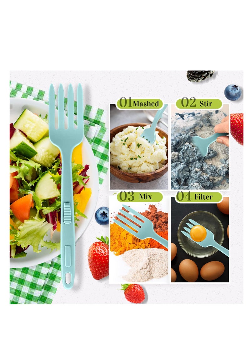 Y&D 10 in 1 Silicone Flexible Fork, 11 Inch Cooking Tools and Utensils Heat Resistant Fork Dishwasher, Mixes Ingredients, Mashes Food, Whisks Eggs, Baking, Mixing Made Easy (Lake Blue) - Image 4