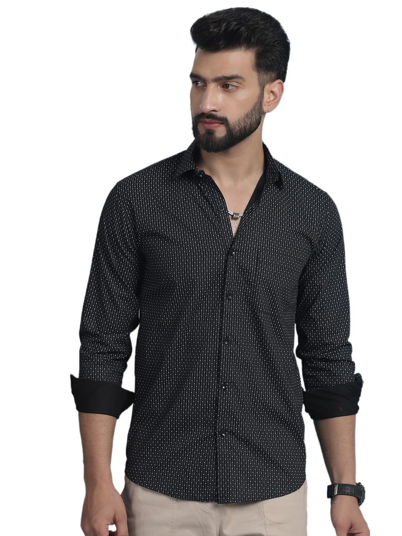 Indian Needle Men's Geometric Printed Cotton Casual Shirt - Image 1