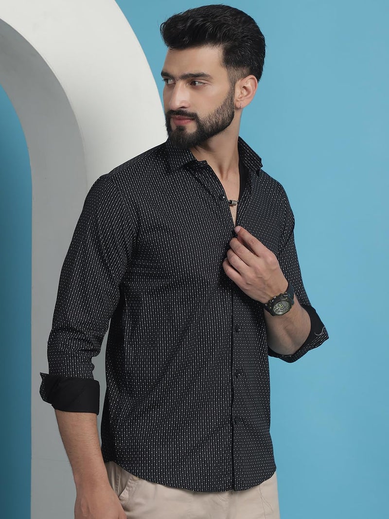 Indian Needle Men's Geometric Printed Cotton Casual Shirt - Image 3
