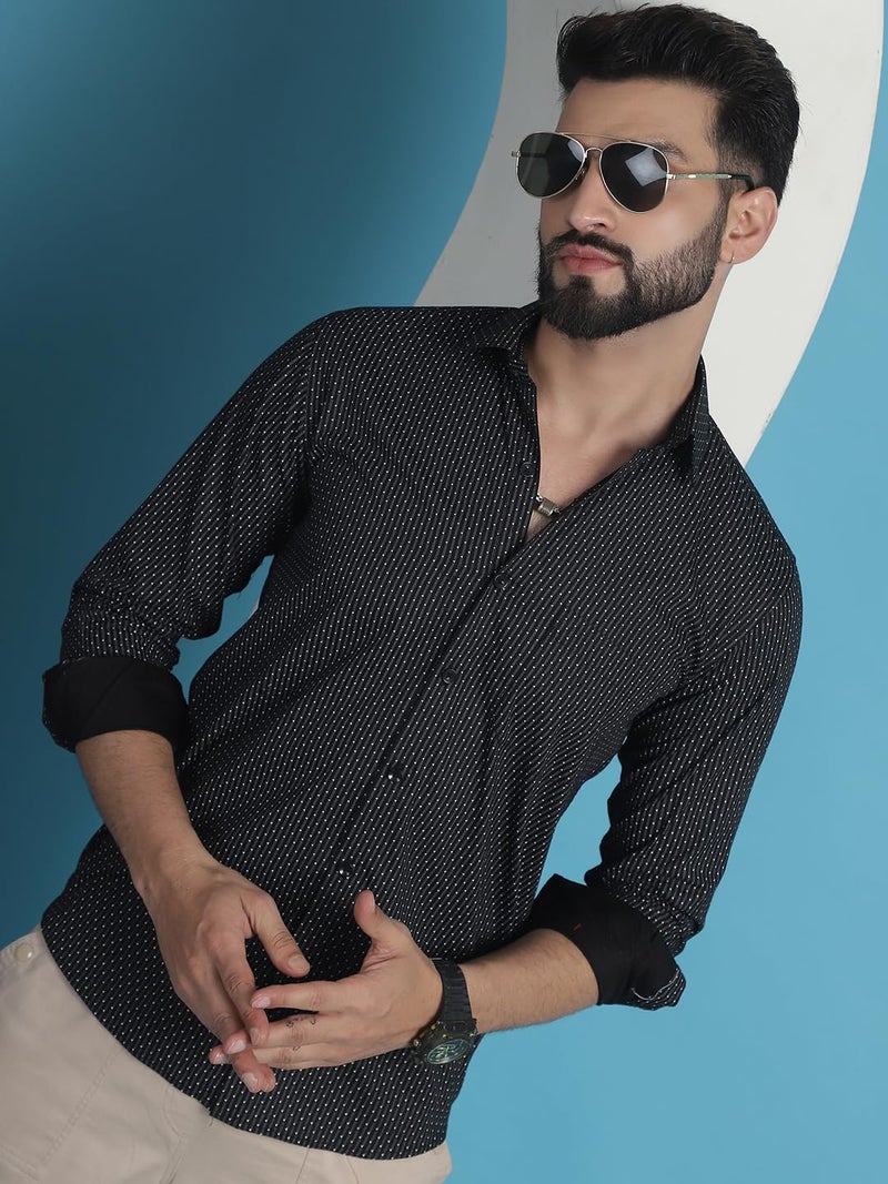Indian Needle Men's Geometric Printed Cotton Casual Shirt - Image 5