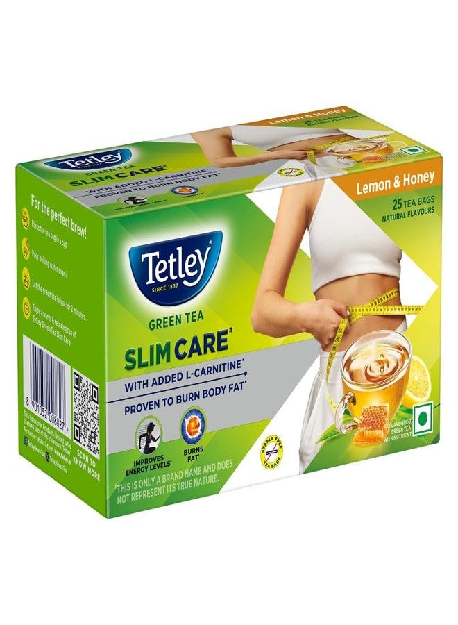 Tetley Green Tea Slim Care, With Added L-Carnitine, Helps Burn Body Fat, Boosts Energy, Low Calories, Delicious Natural Lemon and Honey Flavours, Makes 25 cups - Image 2