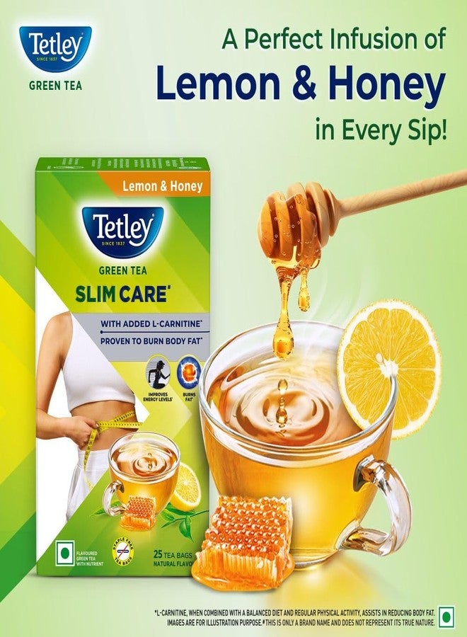 Tetley Green Tea Slim Care, With Added L-Carnitine, Helps Burn Body Fat, Boosts Energy, Low Calories, Delicious Natural Lemon and Honey Flavours, Makes 25 cups - Image 4