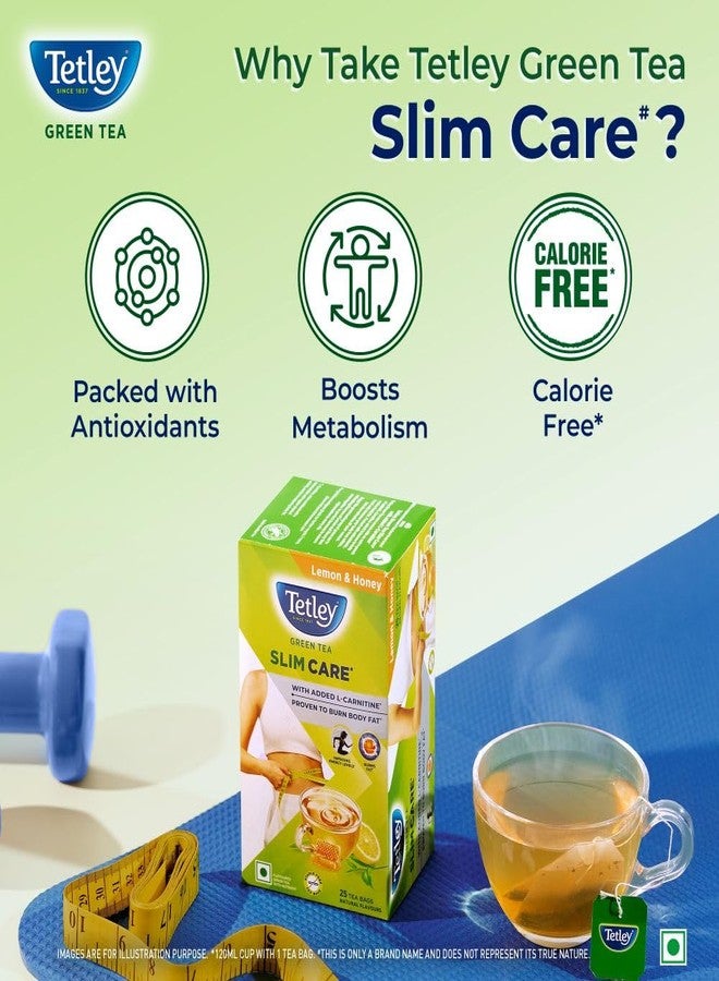 Tetley Green Tea Slim Care, With Added L-Carnitine, Helps Burn Body Fat, Boosts Energy, Low Calories, Delicious Natural Lemon and Honey Flavours, Makes 25 cups - Image 5