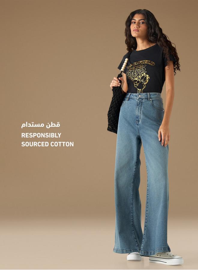 SP Characters Garfield Print Crew Neck T-shirt with Short Sleeves - Image 2