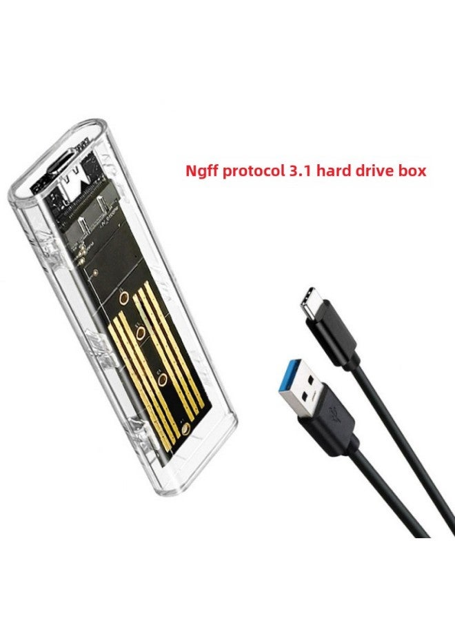 Transparent USB3.1 Mobile Hard Disk Box Ngff Protocol Solid State M.2 Hard Disk Box Cross Border-color:m.2 - NGFF - Transparent Box (Style) - Image 3