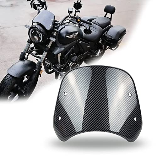 HARPUOU Universal Motorcycle Windshield Carbon Wind Deflector Windscreen Front Flyscreen with Mount for Motorbike 5"-7" LED Headlight - Image 1