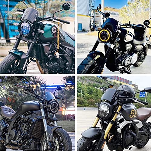 HARPUOU Universal Motorcycle Windshield Carbon Wind Deflector Windscreen Front Flyscreen with Mount for Motorbike 5"-7" LED Headlight - Image 5