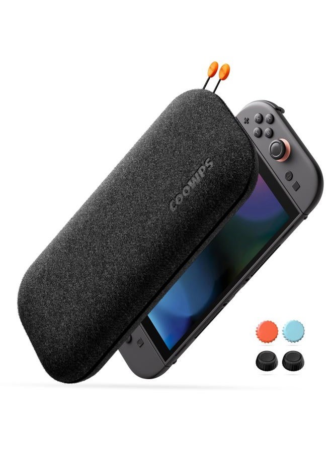 COOWPS Ultra Hard Switch 2 Case for Nintendo Switch 2 2025, with 4Pcs Thumb Grips, Odorless Felt Military Grade Protection, Soft Lining Carrying Case with 8 Game Card Slots - Image 1