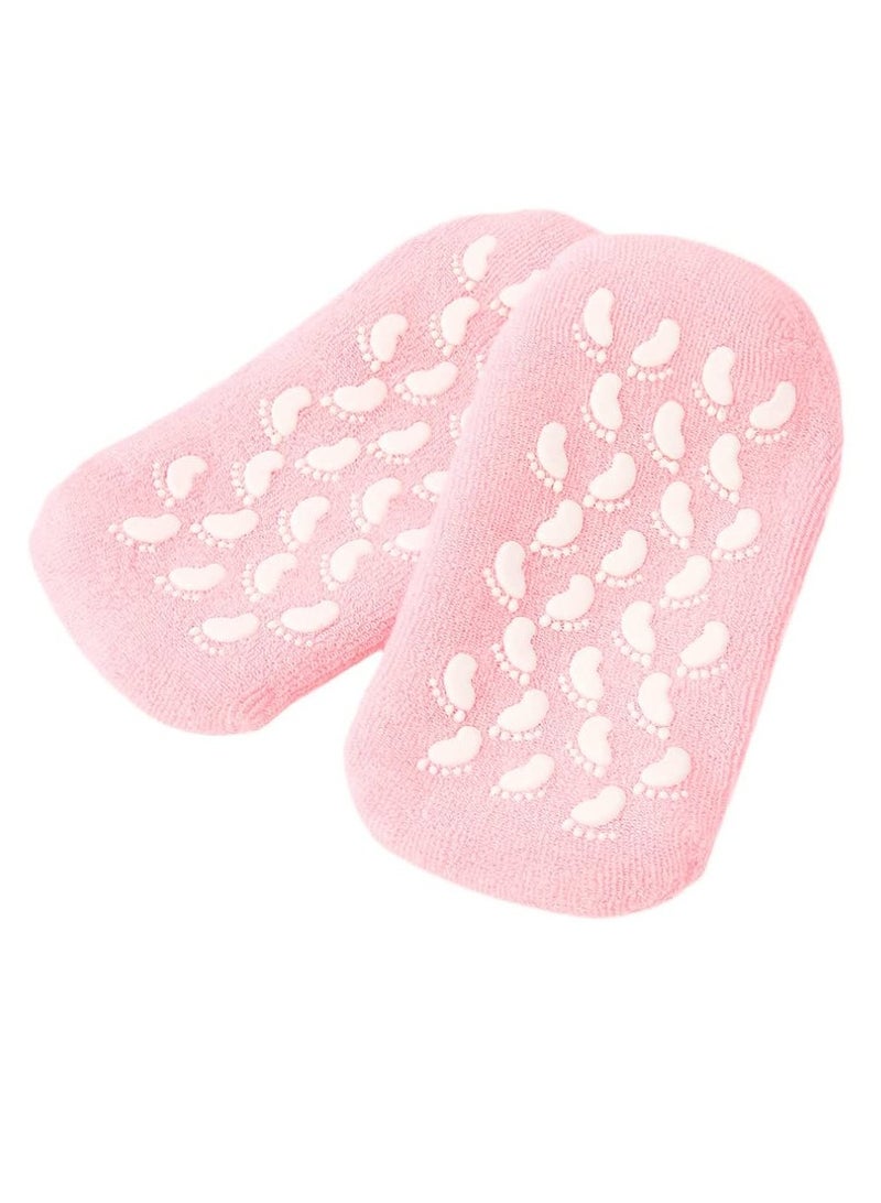 DubaiGallery Gel Spa Sock Moisturizing Cotton Silicon Moisturize Soften Repair Cracked Skin Beauty Foot Care Tool Dry Feet Skin Moisturizing Treatment Silicone Socks Infused with Vitamins - Image 2