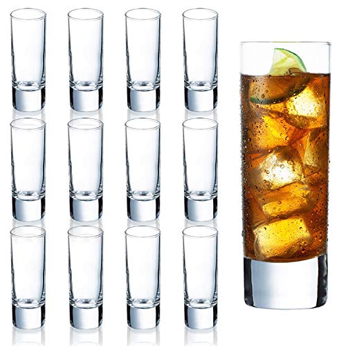Farielyn-X Clear Heavy Base Shot Glasses 12 Pack, 2 oz Tall Glass Set for Whiskey, Tequila, Vodka - Image 1