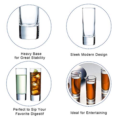 Farielyn-X Clear Heavy Base Shot Glasses 12 Pack, 2 oz Tall Glass Set for Whiskey, Tequila, Vodka - Image 3