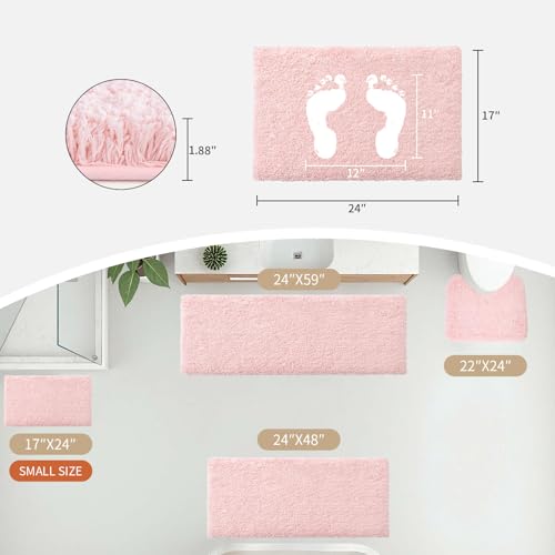 Disolla Pink Bathroom Rug 17x24 - Non-Slip Plush Small Bath Mat, Highly Absorbent & Ultra Soft Fluffy Floor Mat, Machine Washable for Shower and Tub - Image 2