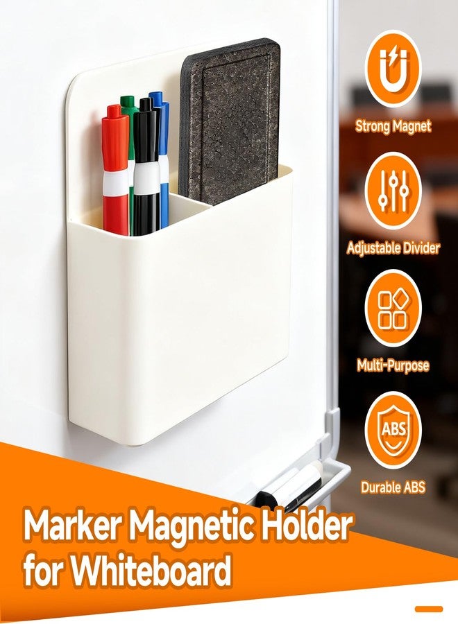 Fevbcnrj 2 Pack Magnetic Dry Erase Marker Holder Compatible with Expo, Whiteboard Marker Holder, Non-Slip Magnet Pencil Cup with Adjustable Partition, Ideal for Office, Refrigerator and Locker - Image 2