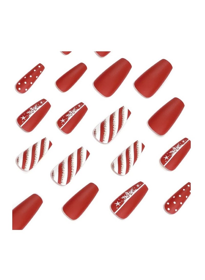 مجموعة أظافر صناعية من الأكريليك قابلة لإعادة الاستخدام مكونة من 24 قطعة، تتضمن شريطًا مزدوجًا وغراء - Image 3