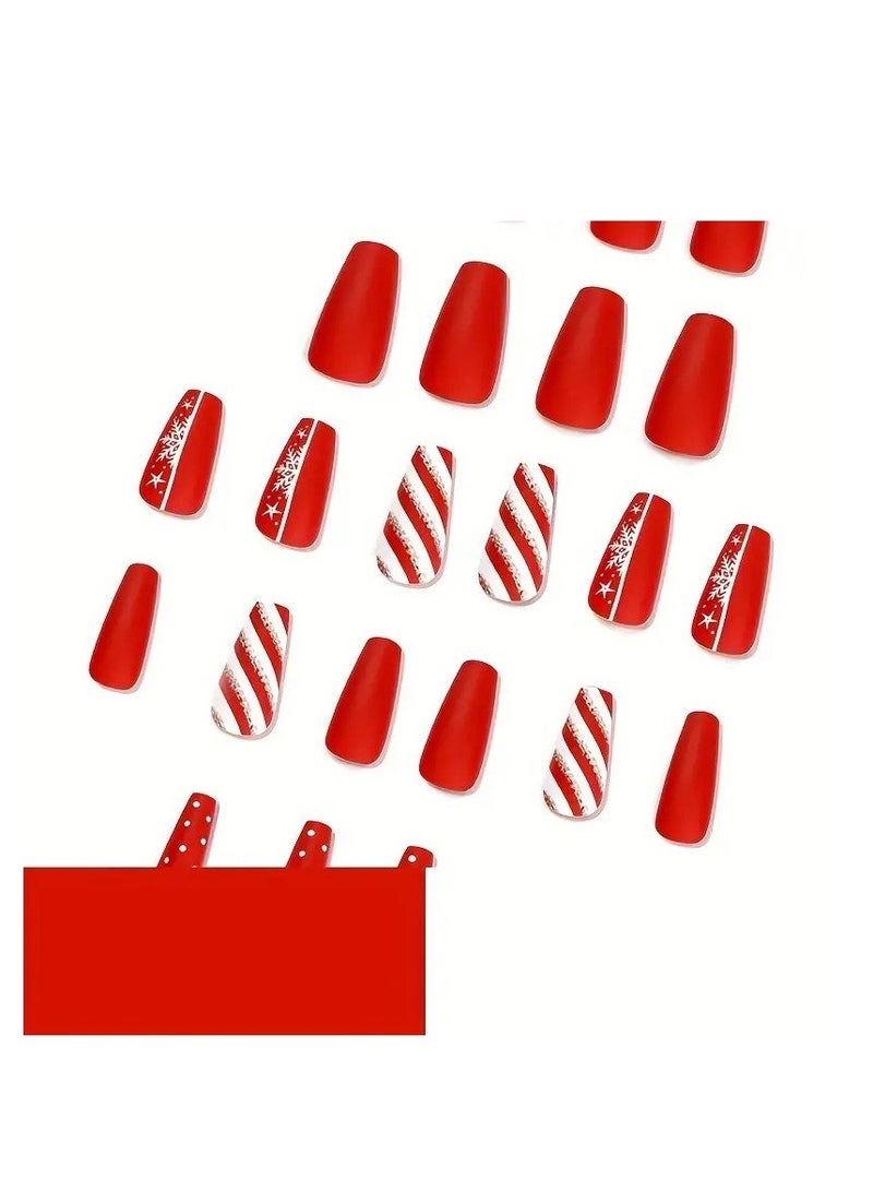 مجموعة أظافر صناعية من الأكريليك قابلة لإعادة الاستخدام مكونة من 24 قطعة، تتضمن شريطًا مزدوجًا وغراء - Image 2